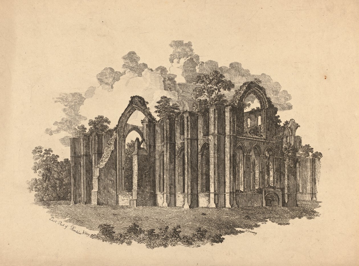 Östra delen av Fountains Abbey av R. Dunning
