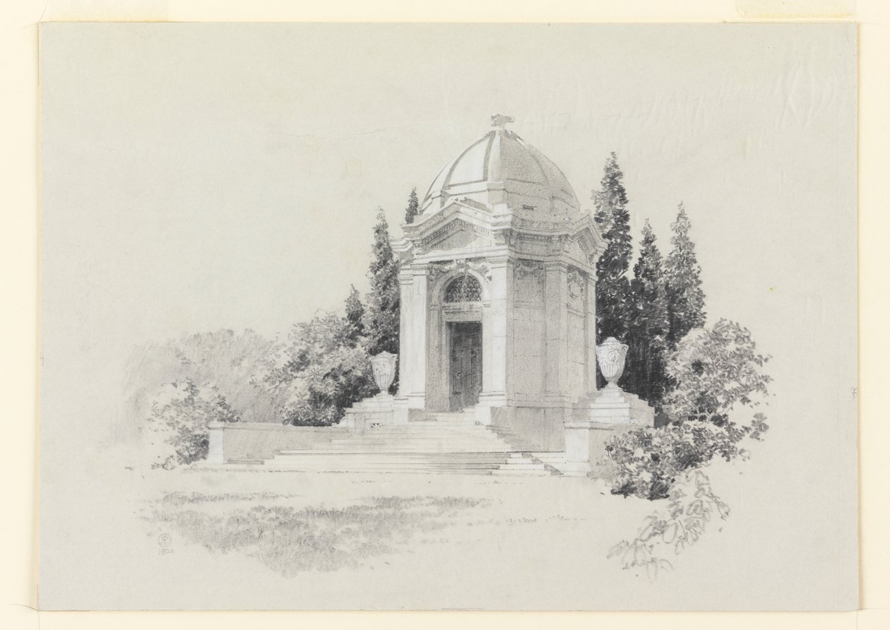 Återgivning av ett mausoleum av R. E.