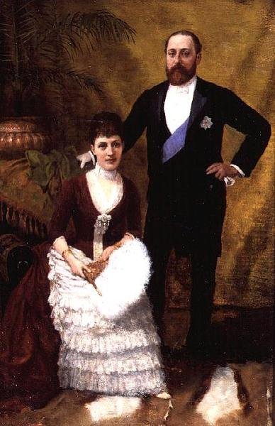 Kung Edward VII (1841-1910) och hans hustru drottning Alexandra (1844-1925) 1887 (olja på duk) av R. Forester
