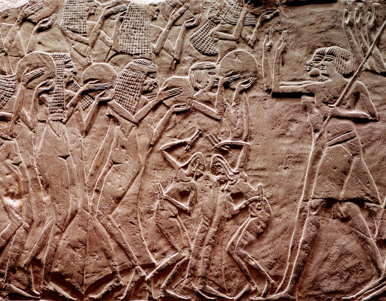 Erbjuder hyllning, forntida egyptisk reliefsnideri av R Guillemot