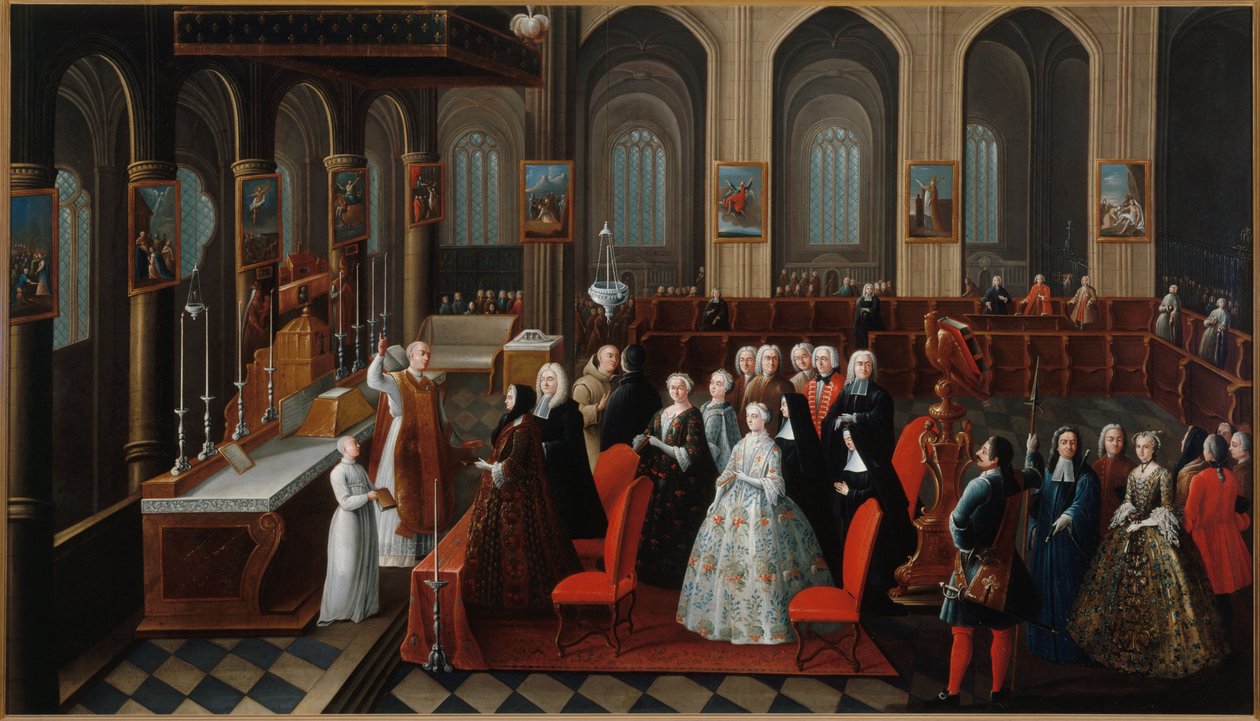 Guldbröllop mellan M. och Mme Robinet de Pontagny, 1742 (olja på duk) av R. Huet