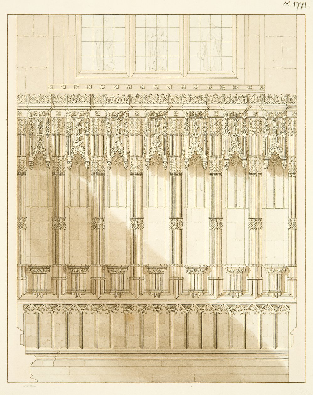 Skärm vid East End of North Aisle of Bristol Cathedral av R. Kitson