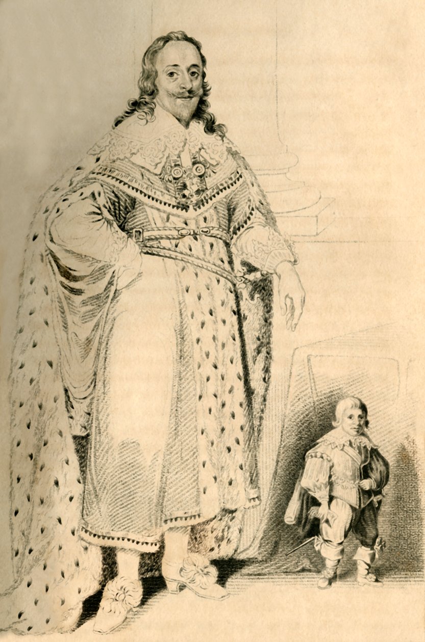 Jeffery Hudson, 30 år gammal, 18 tum hög. - Dvärg till kung Karl den första, 1821. av R. Page