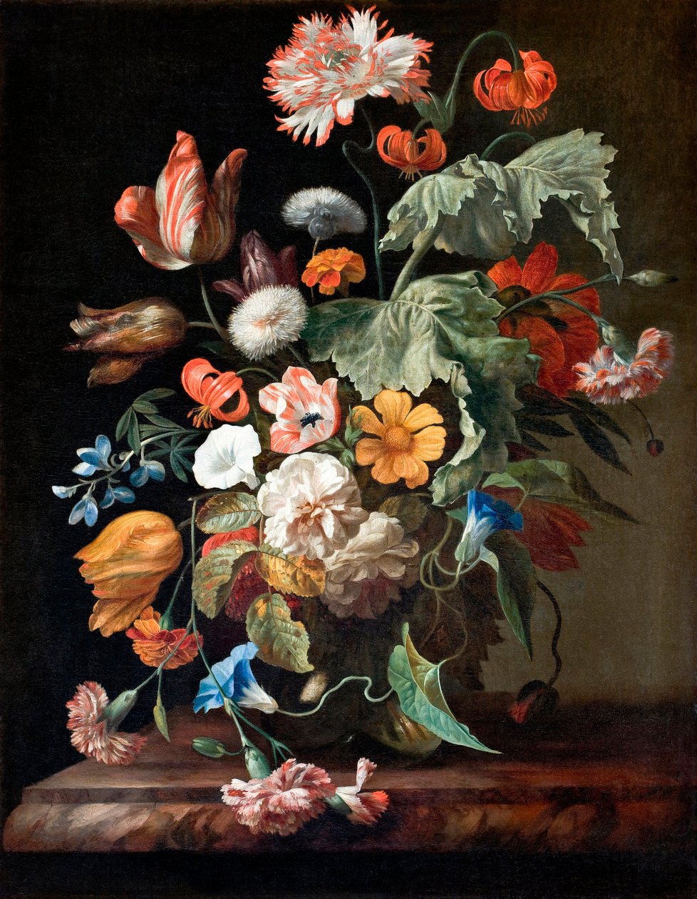""Nature morte aux fleurs"" (Stilleben med blommor) Peinture de Rachel Ruysch (1664-1750) - Olja på duk - Dim 70,5x58,5 cm Hallwylska Museet, Stockholm av Rachel Ruysch