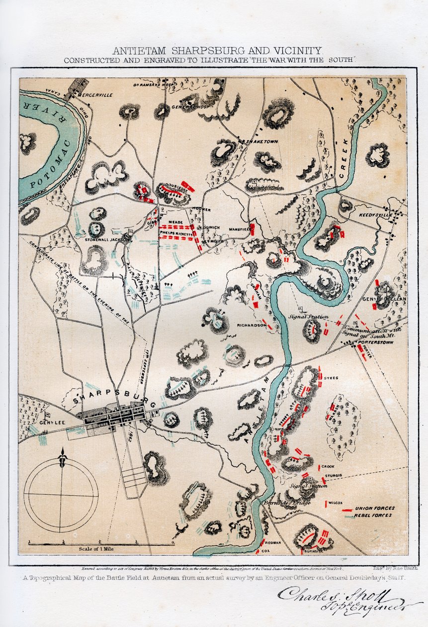 Karta över Antietam, Sharpsburg and Vicinity, Maryland, 1862 1862-1867. av Rae Smith