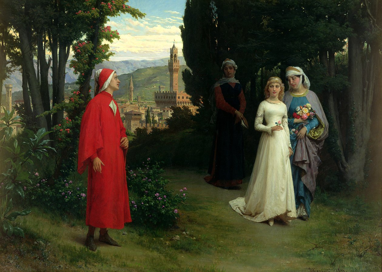 Första mötet mellan Dante och Beatrice av Raffaele Giannetti