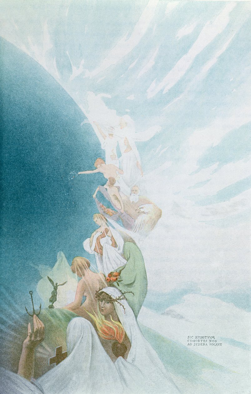 Teaching the Hereafter and Inspiration, illustration till en text av Gustave Flaubert (1821-80) från antologin Nos Invisibles av Charles dOrino, Paris 1907 av Raffaele Mainella