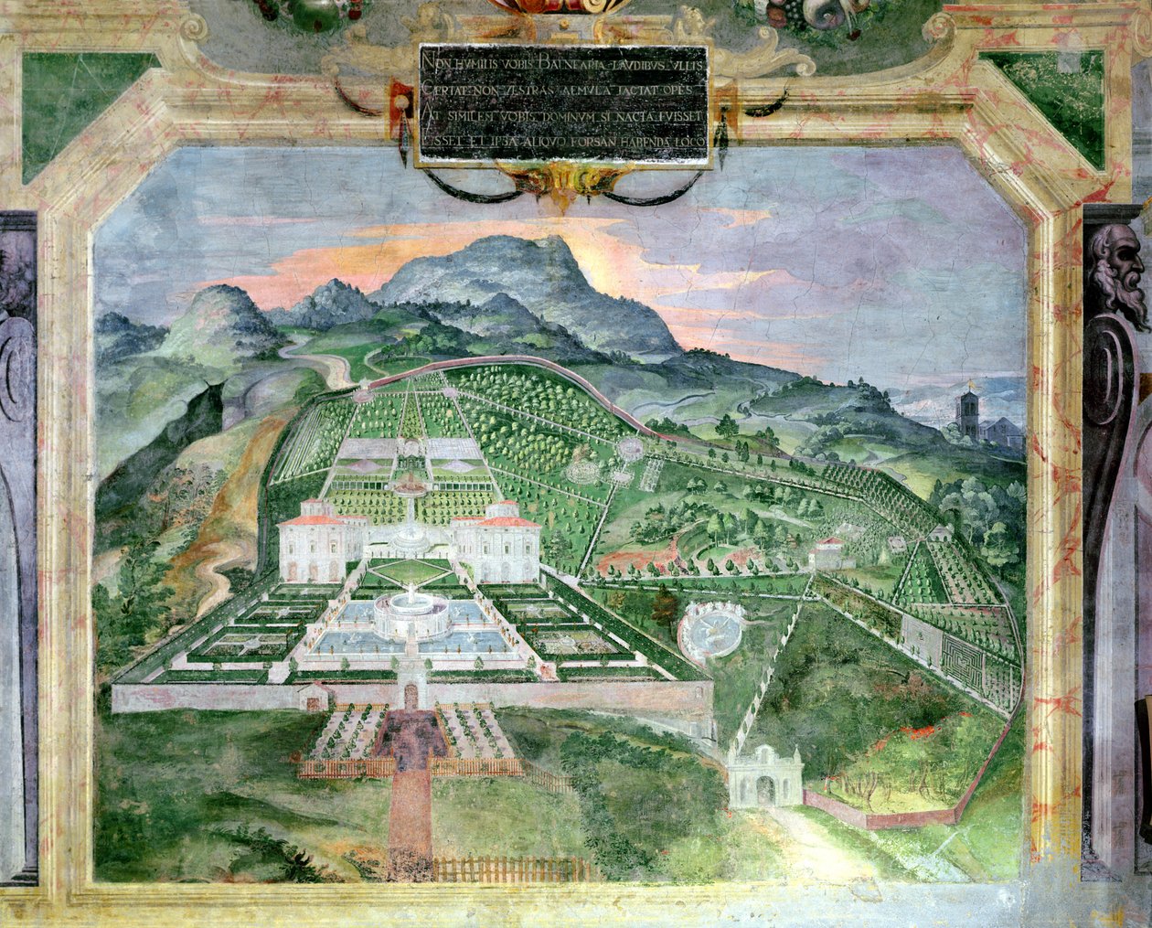 Villa Lante, fresk i loggian, c.1574-76 av Raffaellino da Reggio