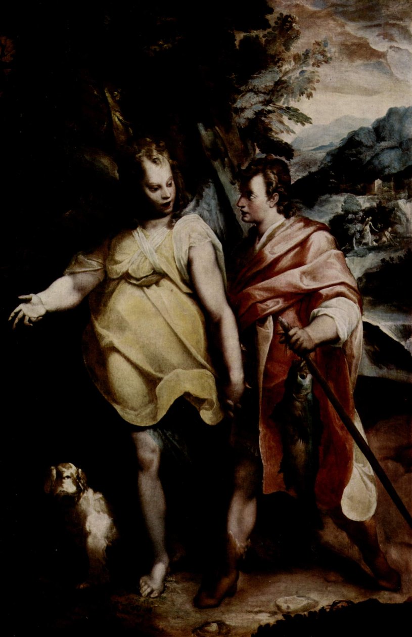 Tobias och ängeln av Raffaellino da Reggio