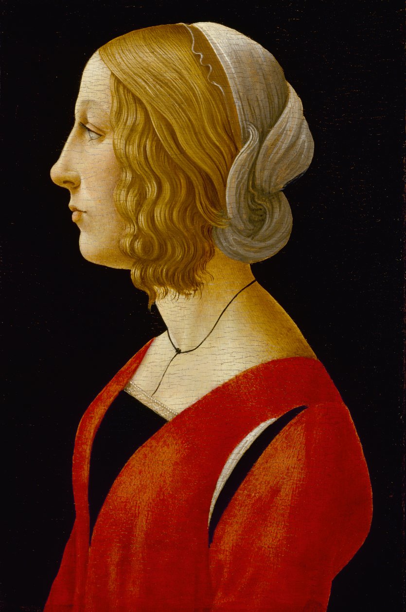 Byst av en ung kvinna, ca 1485-90 (tempera på panel) av Raffaellino del Garbo