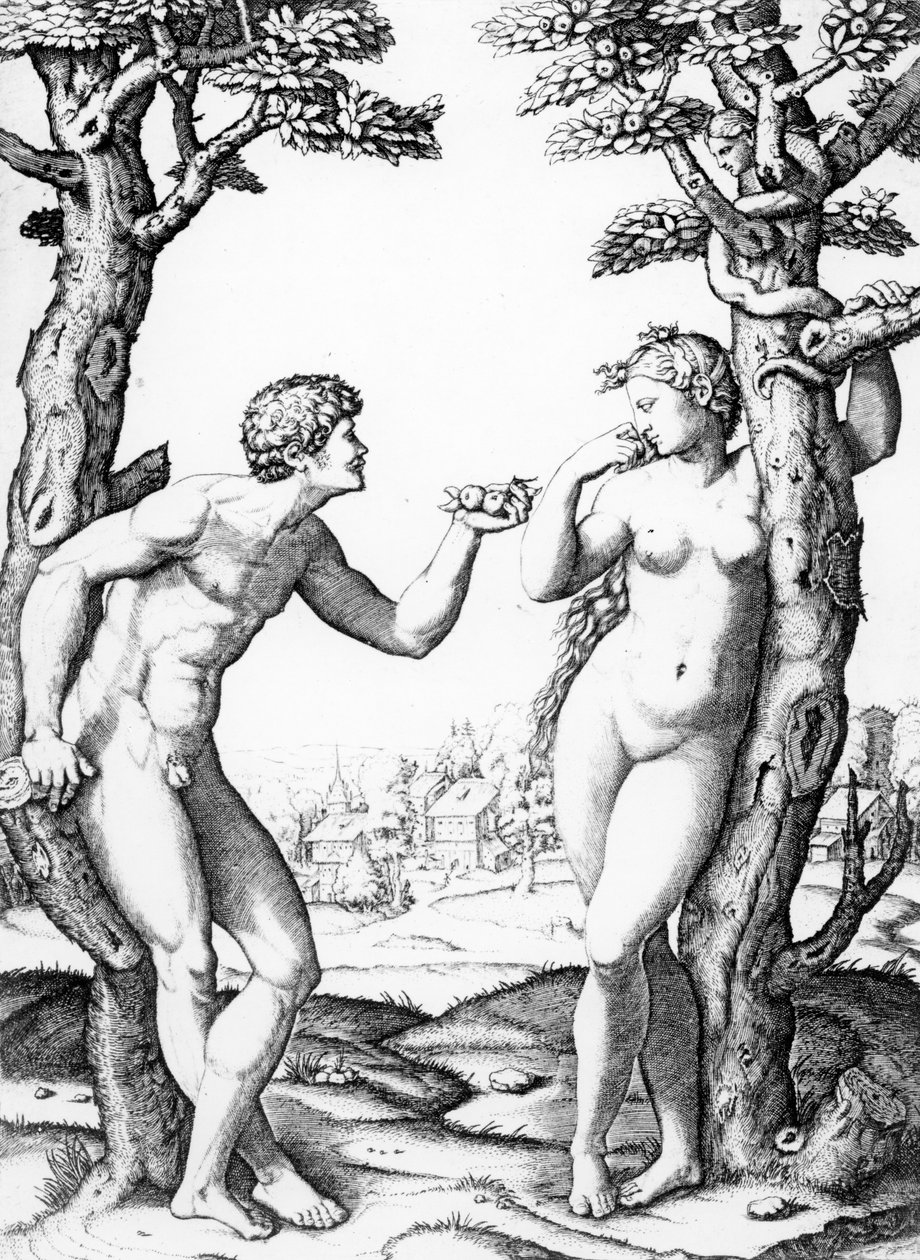 Adam och Eva, graverad av Marcantonio, c.1520 av Raffaello Sanzio Raphael