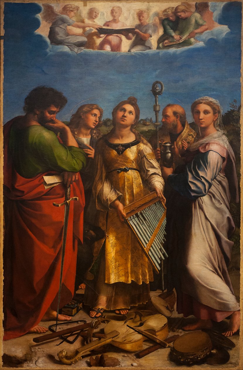 Heilige Cecilia in extase met Paulus  av Raffaello Sanzio Raphael