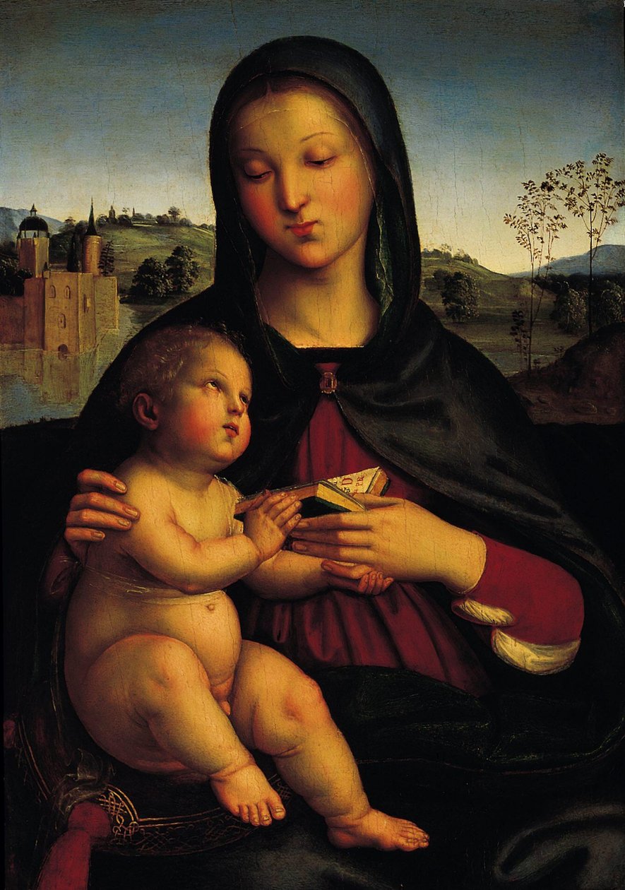 Madonna col Bambino con il libro av Raffaello Sanzio Raphael