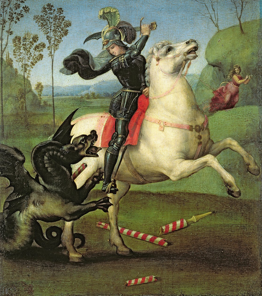 St. George Struggling with the Dragon, ca. 1503-05 (se også 95727) Sverige av Raffaello Sanzio Raphael