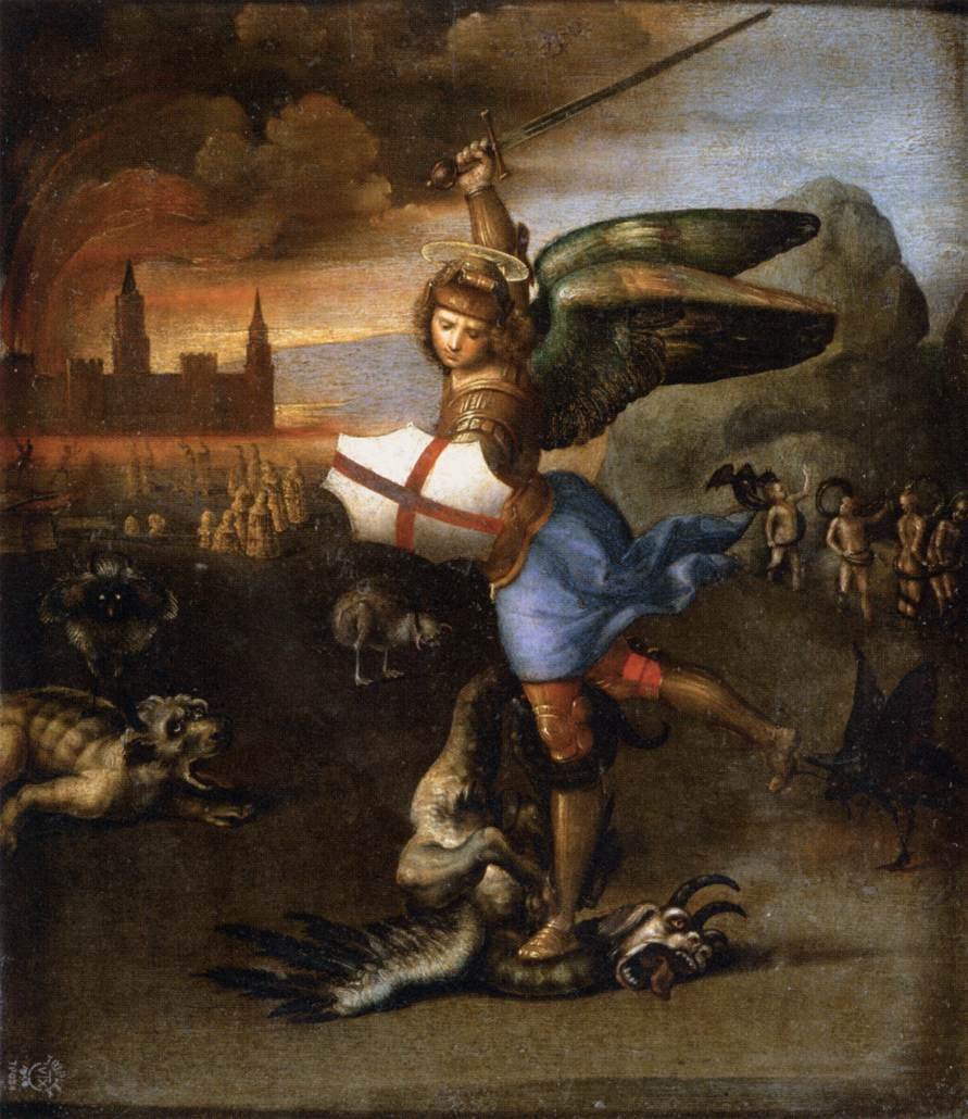 St Michael and the Dragon av Raffaello Sanzio Raphael