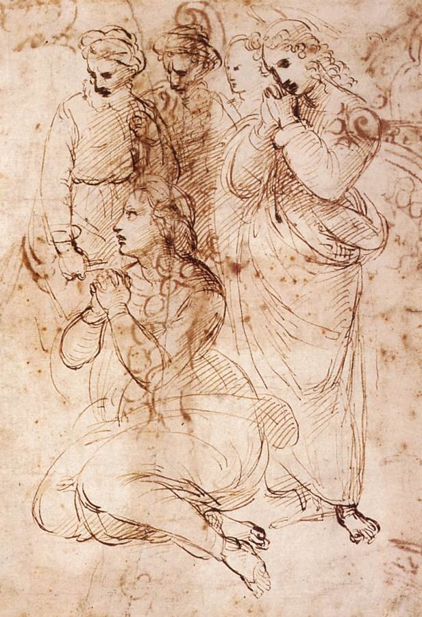 Study of Mourning Figures av Raffaello Sanzio Raphael