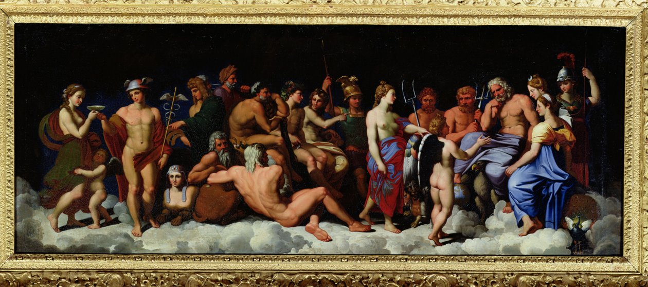 Gudernes Forsamling, efter freskoerne i Farnesinas Loggia i Rom swed av Raffaello Sanzio Raphael