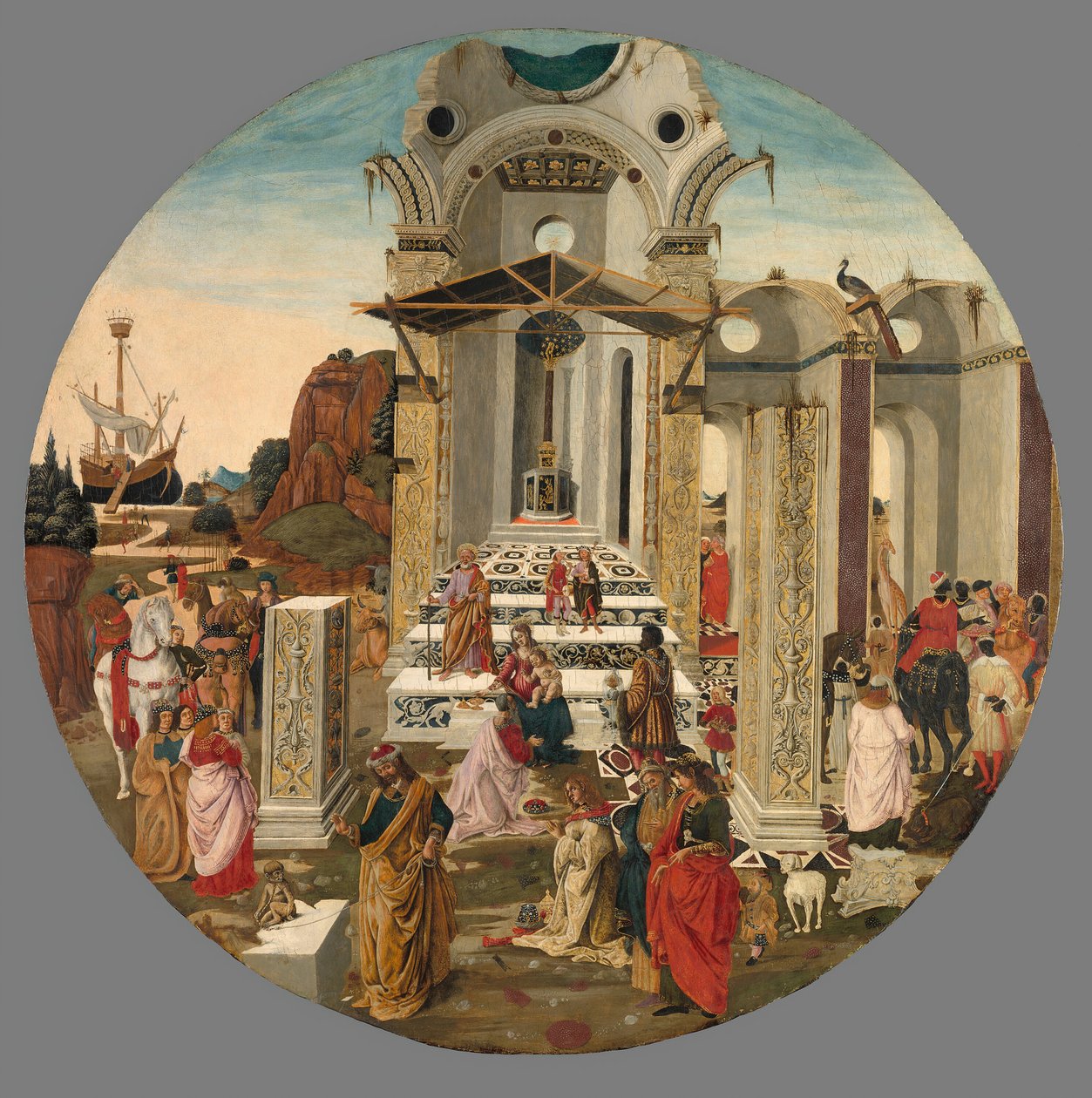 Tillbedjan av Magi, ca. 1495. av Raffaello Botticini
