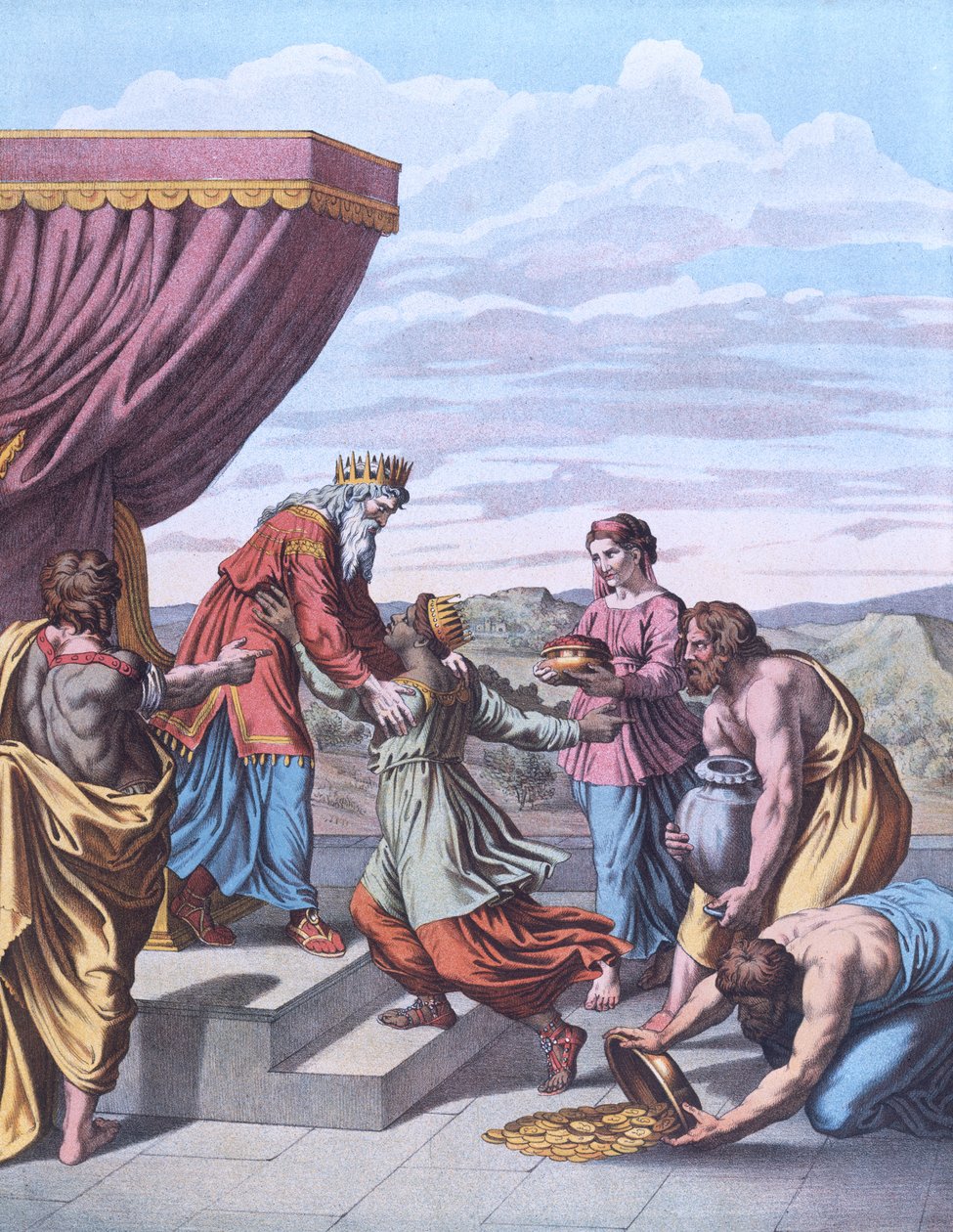 Kung Salomo tar emot drottningen av Saba, illustration från  av Raffaello Sanzio Raphael