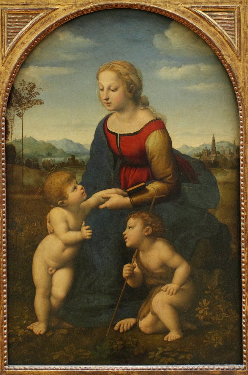 Madonna och barn med Johannes Döparen La belle jardinière av Raffaello Sanzio Raphael
