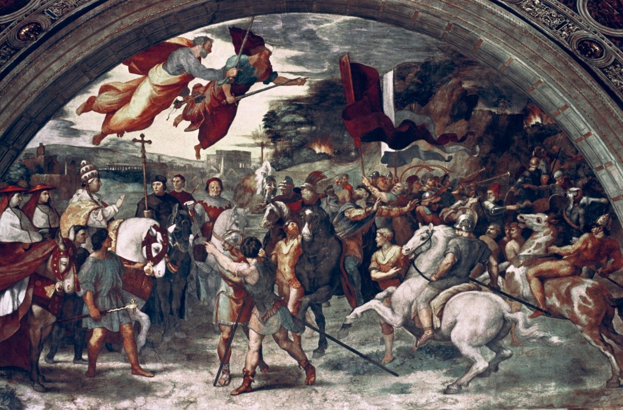 Påven Leo I, Repulsing Attila, detalj, 1511-14 av Raffaello Sanzio Raphael