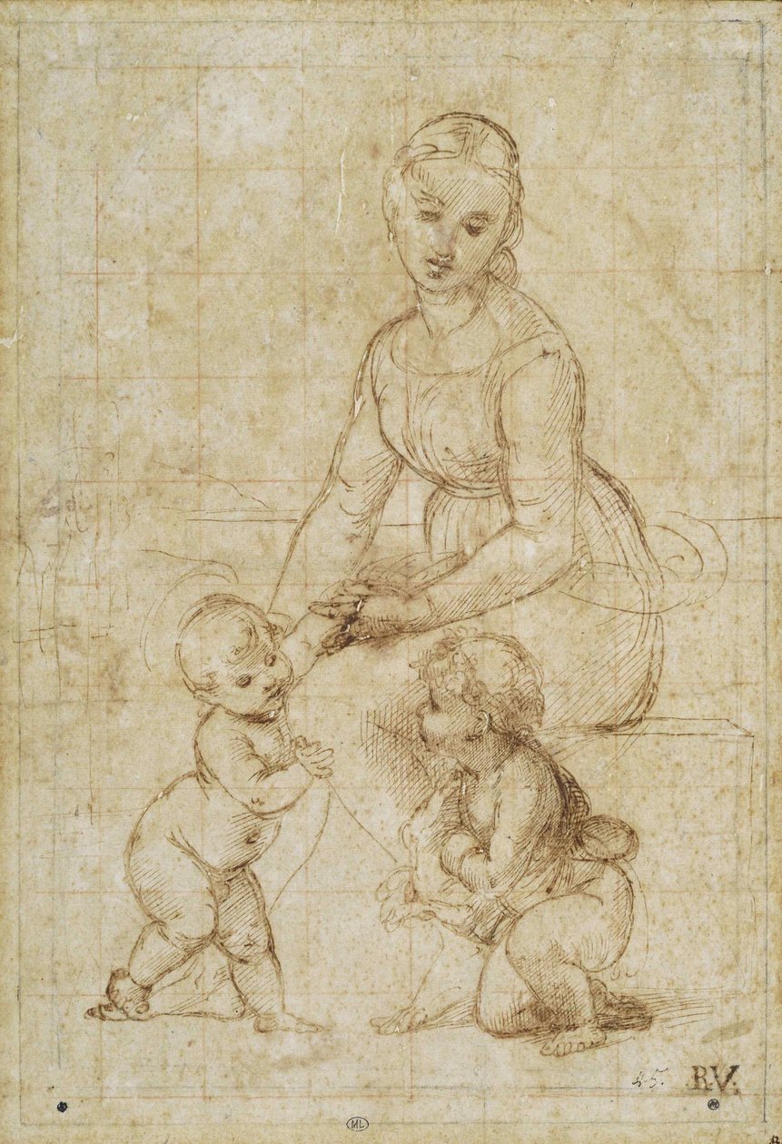 Studie för The Beautiful Gardener, ca 1506-1507. av Raffaello Sanzio Raphael