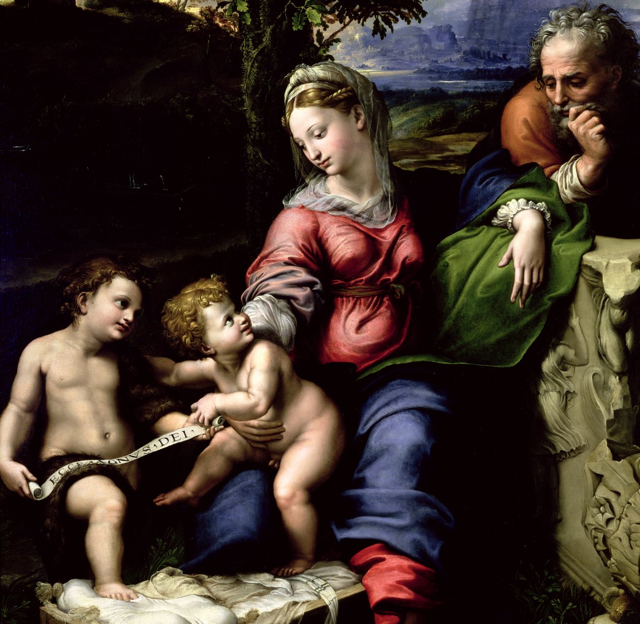 The Holy Family of the Oak Tree, ca. 1518 (detalje af 56298) swed av Raffaello Sanzio Raphael