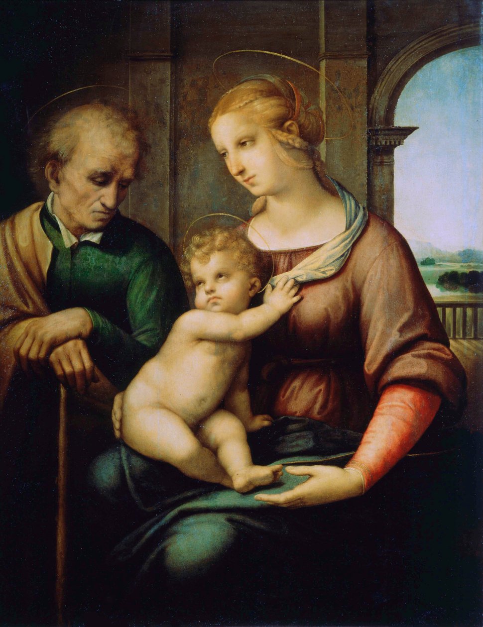 Den heliga familjen, eller Madonna med den skägglösa Josef, c1506 av Raffaello Sanzio Raphael