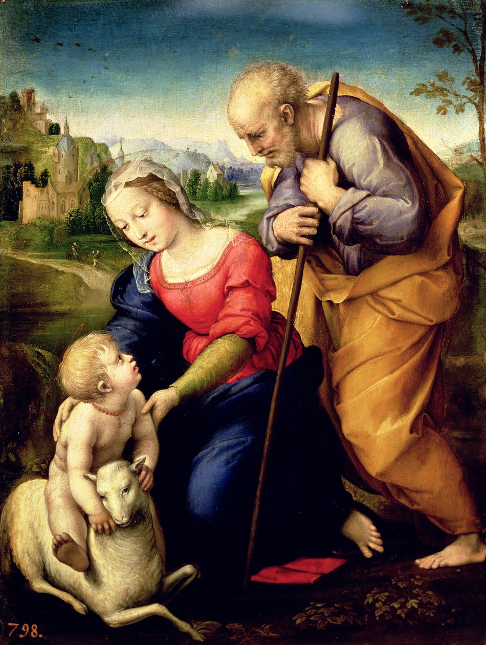 Den heliga familjen med ett lamm, 1507 av Raffaello Sanzio Raphael