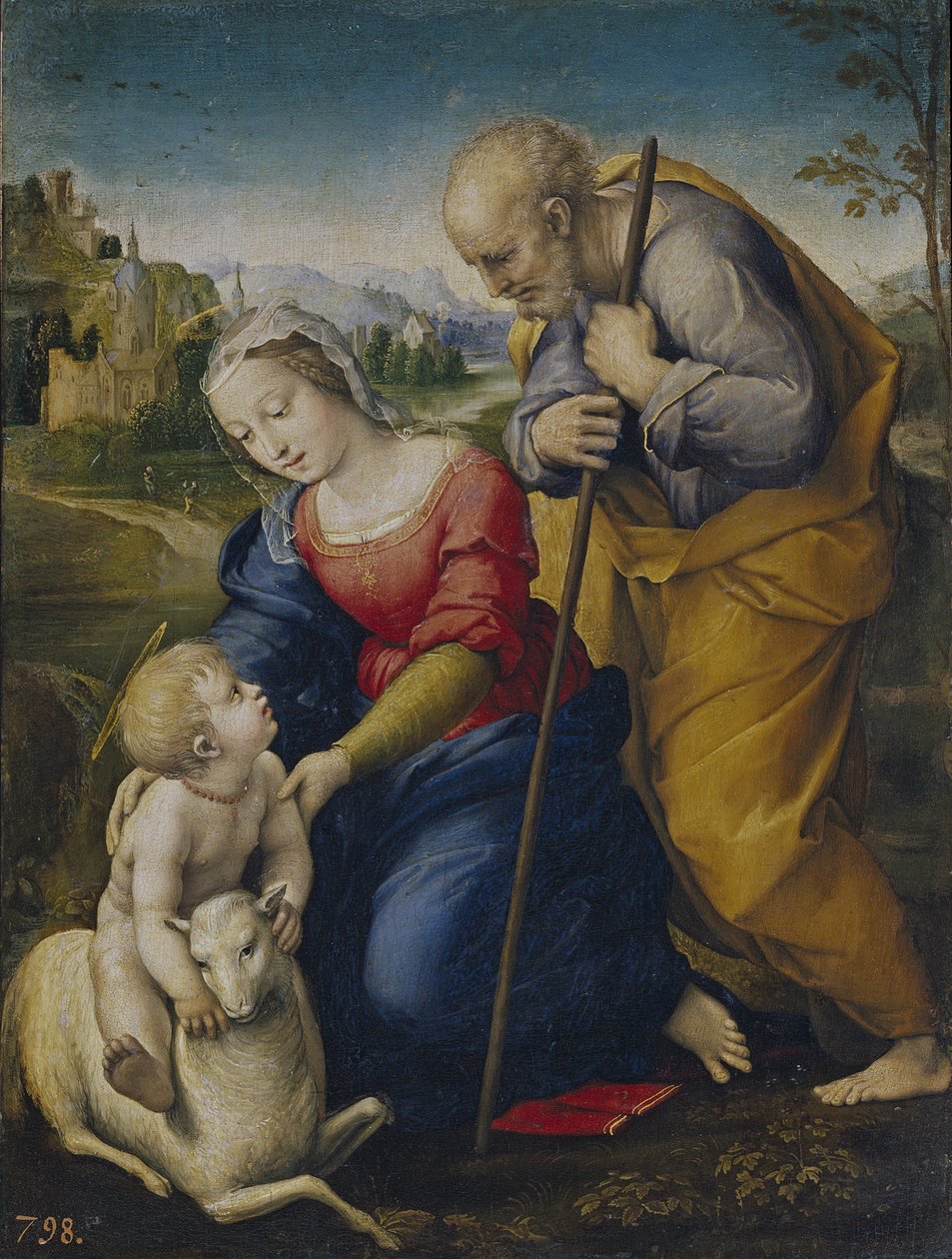 Den heliga familjen med ett lamm, 1507 av Raffaello Sanzio Raphael