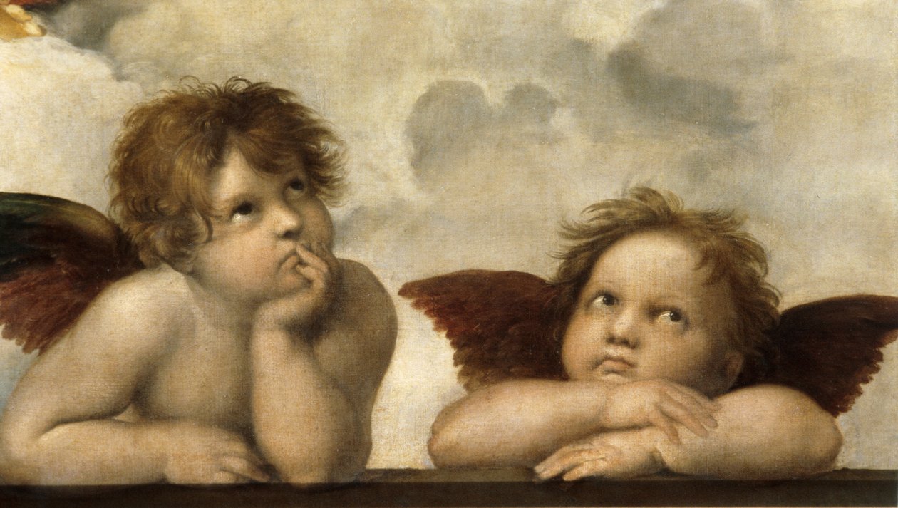 Den sixtinska madonnadetaljen av Raffaello Sanzio Raphael