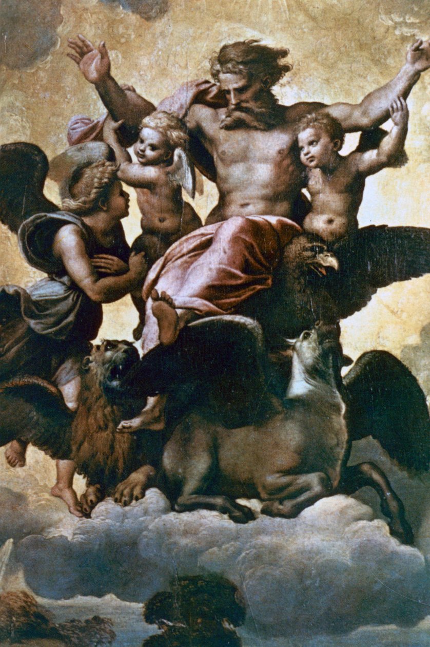 Vision av Hesekiel, c1518 av Raffaello Sanzio Raphael