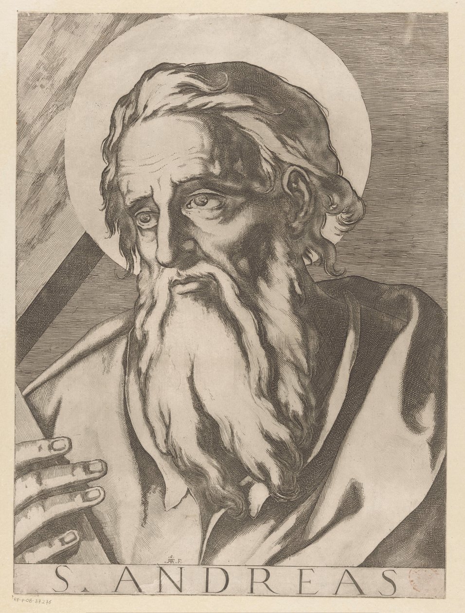 Sankt Andreas St. Andrew (titel på objekt) Kristus, Maria och de tolv apostelen (serietitel) The Sacred Apostolic College (serietitel) av Raffaello Schiaminossi