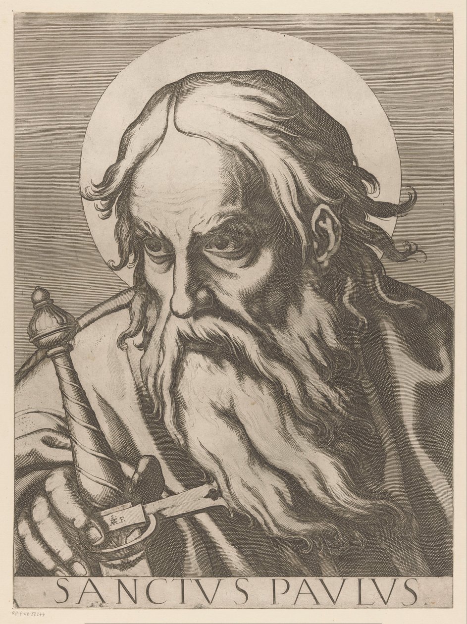sankt Paul Saint Paul (titel på objekt) Kristus, Maria och de tolv apostelen (serietitel) The Sacred Apostolic College (serietitel) av Raffaello Schiaminossi