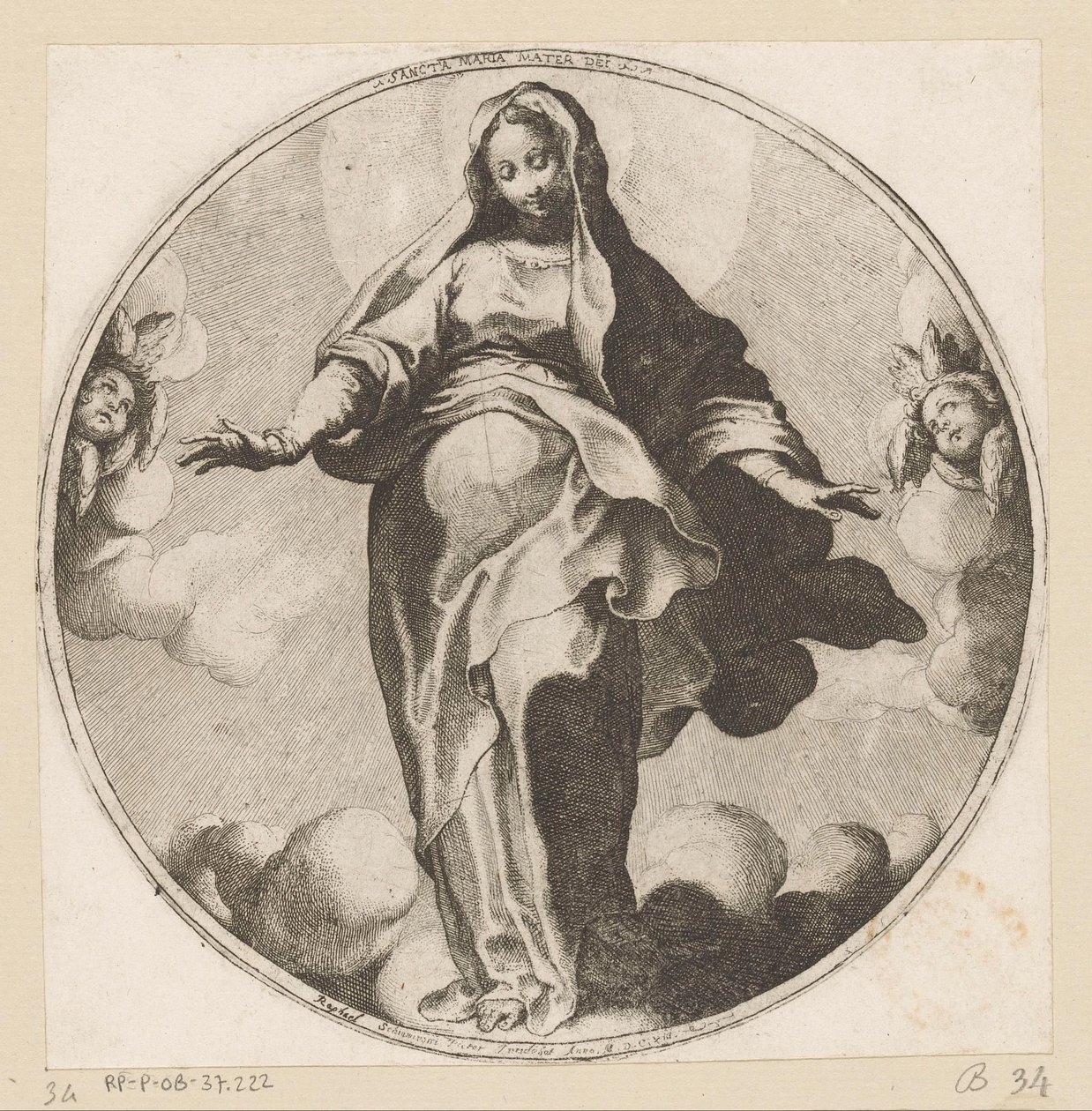 Mary i molnen Sancta Maria Mater Dei (titel på objekt) av Raffaello Schiaminossi