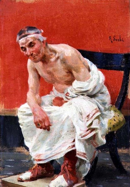 Ett ögonblick av tanke (panel) av Raffaello Sorbi