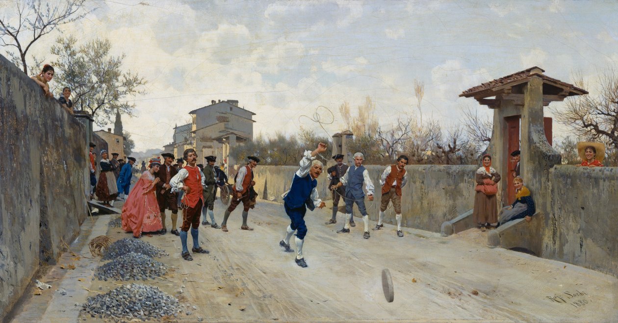 Spel av ruzzola av Raffaello Sorbi