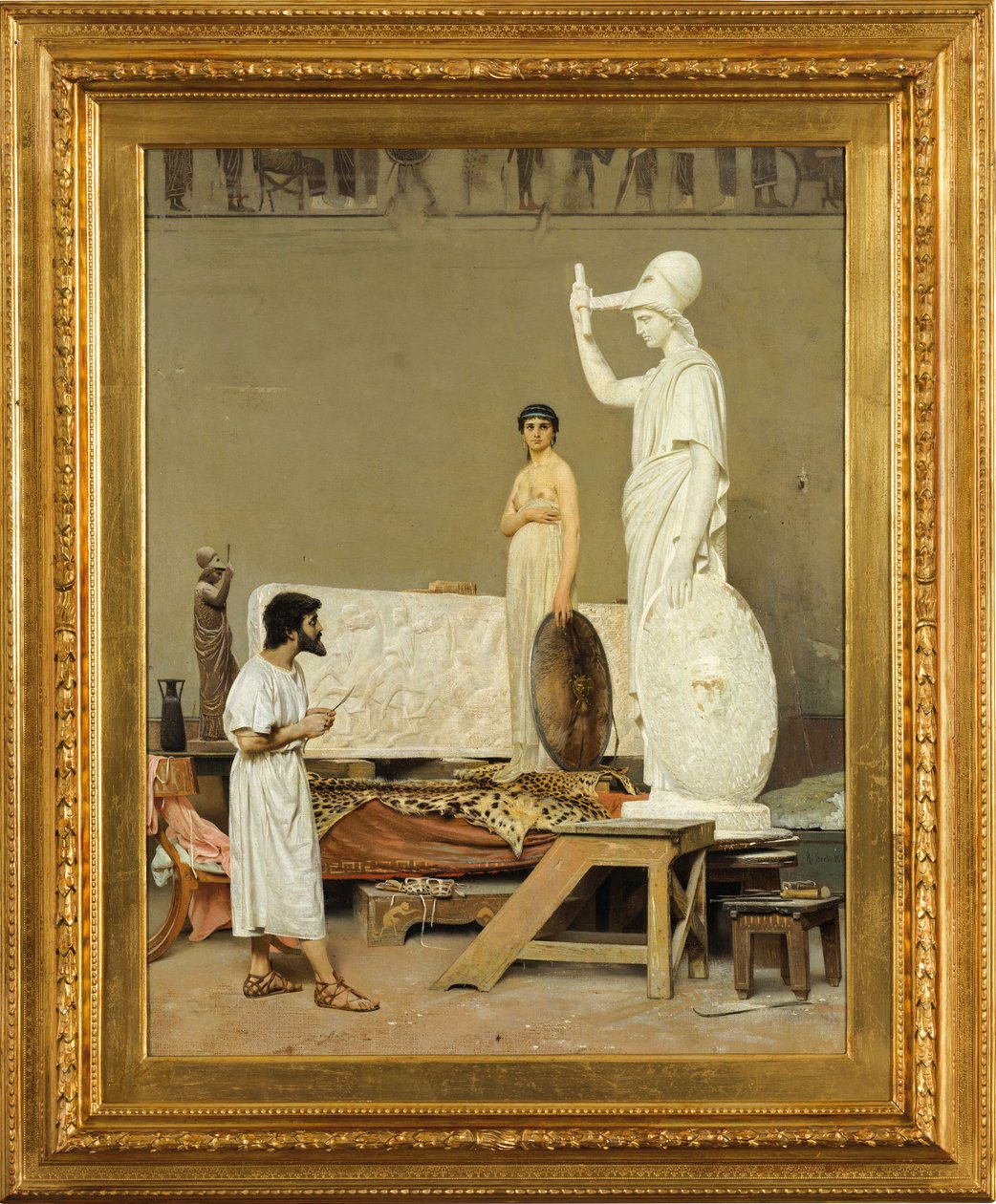 Phidias arbetar på sin staty av Minerva, 1869. av Raffaello Sorbi