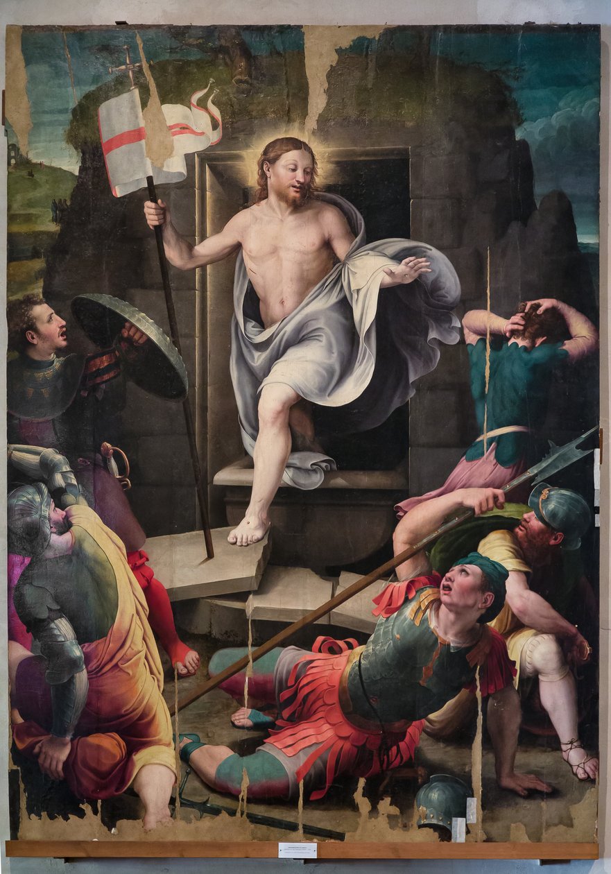 Kristi uppståndelse, di Raffaellino del Colle (olja på pannå) av Raffaello dal Colle