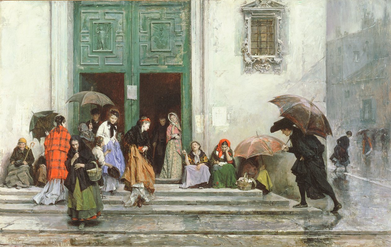 Kommer ut ur kyrkan, före 1875 av Raimundo de Madrazo y Garreta