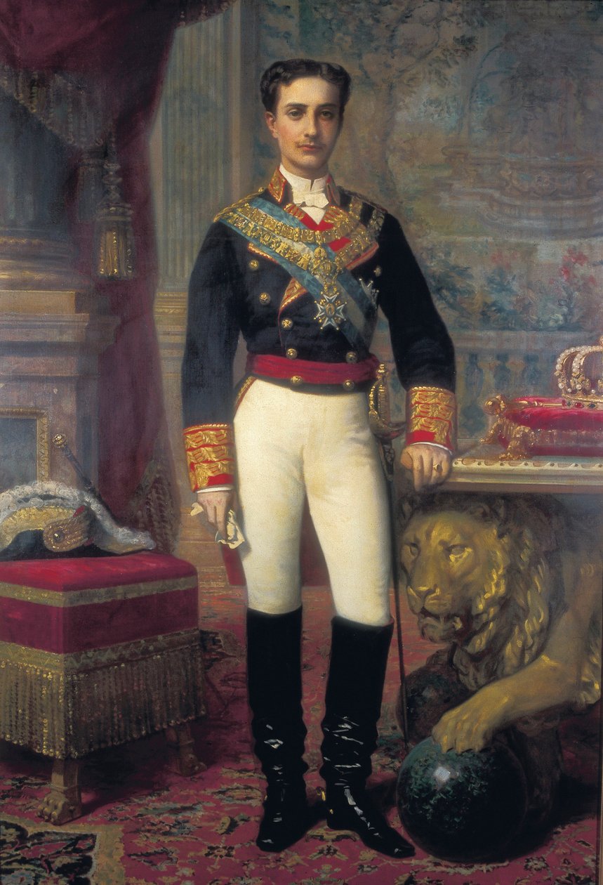 Porträtt av Alfonso XII (1857-1885), sista tredjedelen av 1800-talet (målning) av Raimundo de Madrazo y Garreta