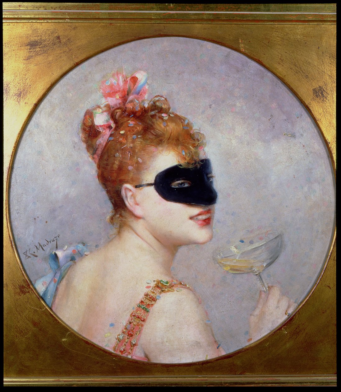 Kvinna med en mask (olja på duk) av Raimundo de Madrazo y Garreta