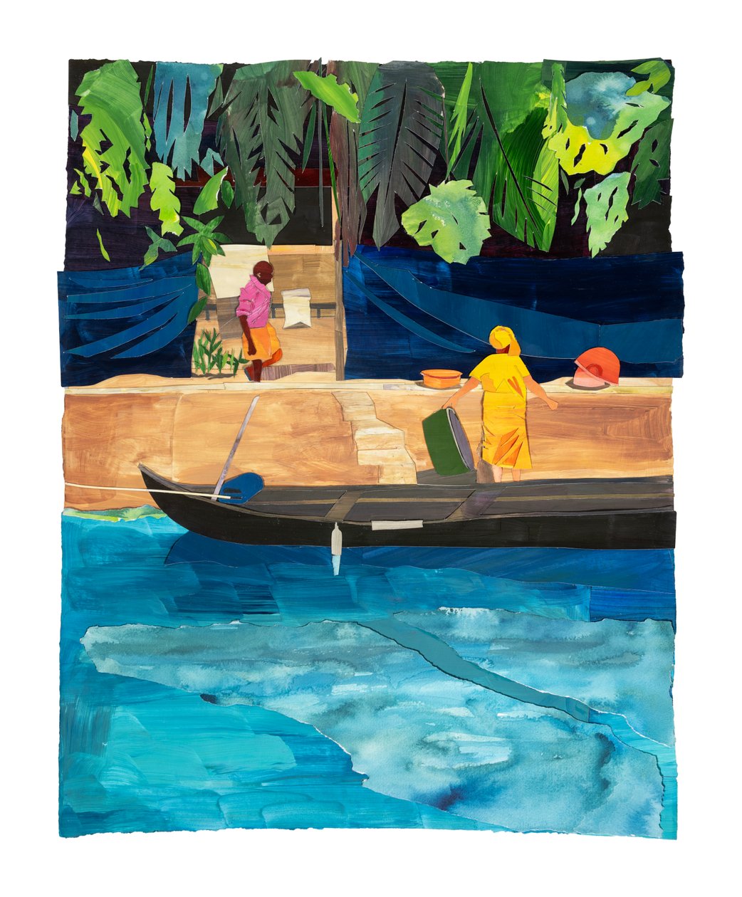 Kerala, 2025 (akryl och collage på papper) av Raina Goran