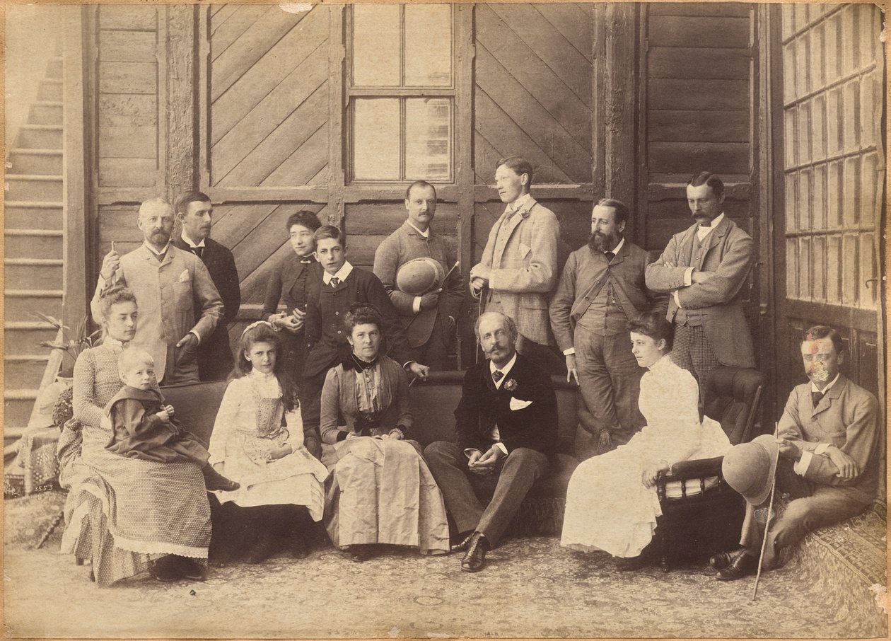Shimla, 17 maj 1887: Vicekungligt sällskap. Lord William Beresford, militärsekreterare, kapten Leonard Gordon A.D.C., Mademoiselle Clerc, den hedervärde Basit Blackwood, major F. R. Hamilton A.D.C., herr Oglivie Grant, sir Donald Mackenzie Wallace K.C.E. av Raja Deen Dayal