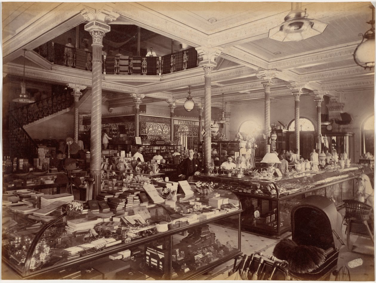 Treacher and Co:s butik i fortet, Bombay av Raja Deen Dayal