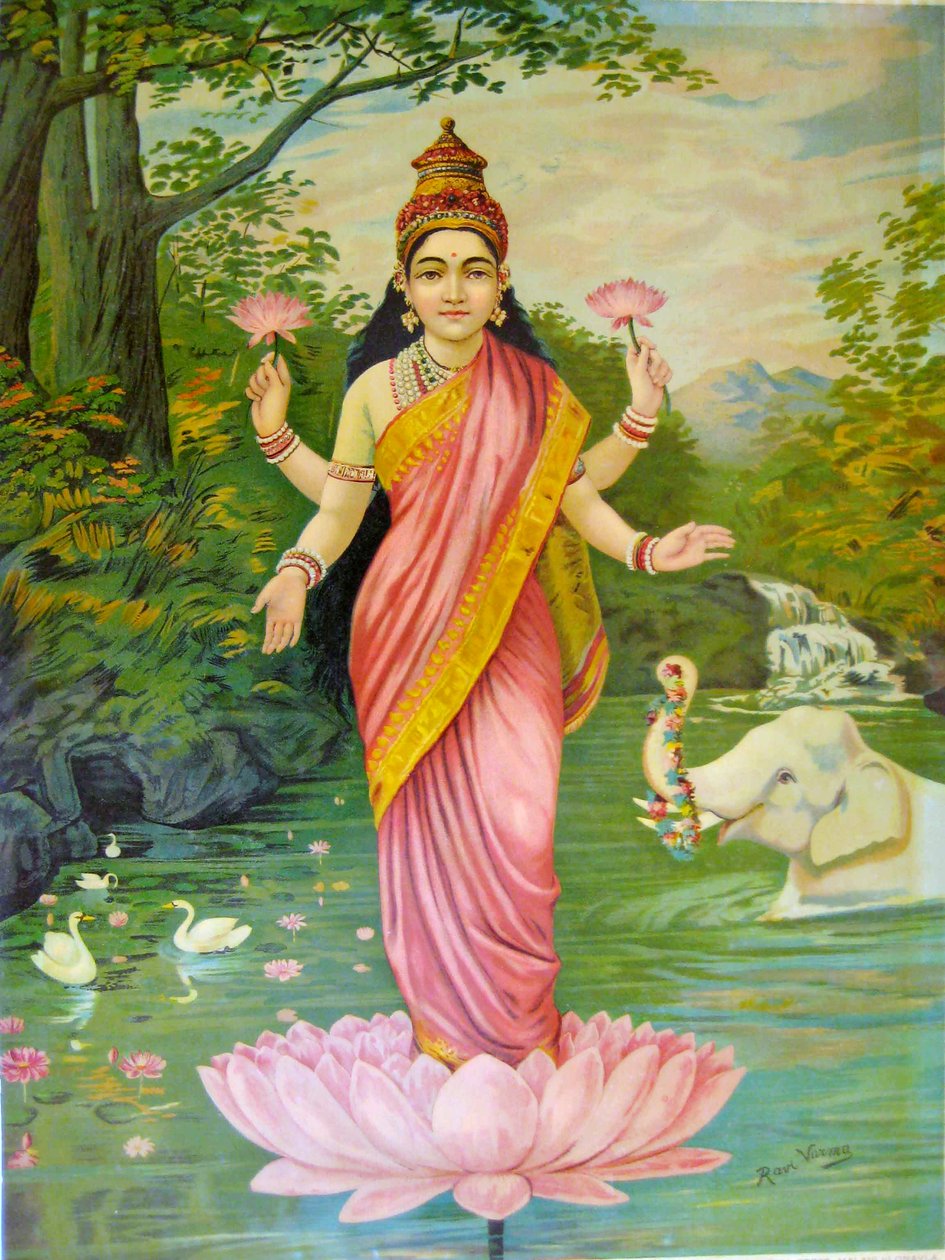 Lakshmi av Raja Ravi Varma av Raja Ravi Varma
