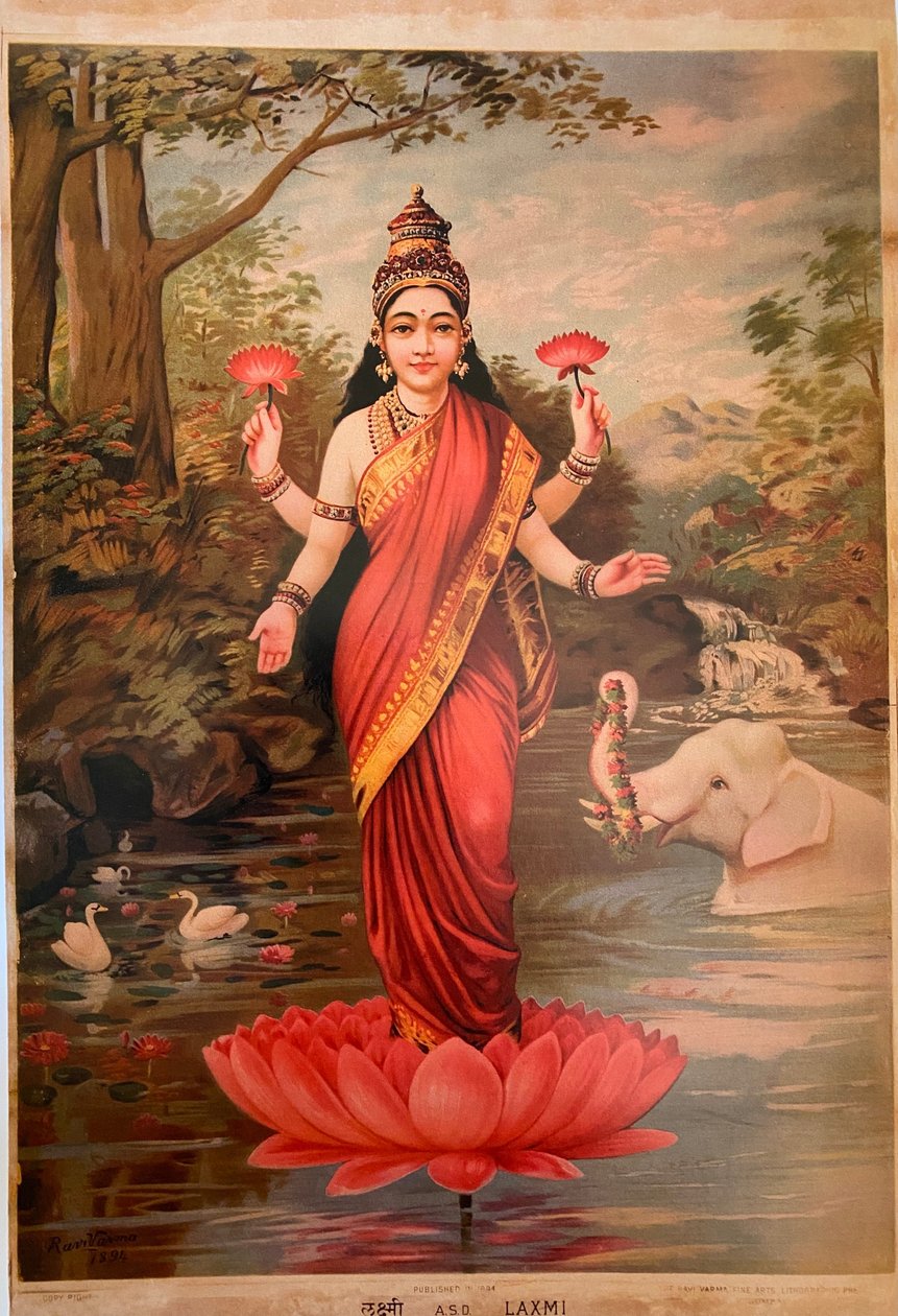 Lakshmi, av Ravi Varma Fine Art Lithographic Press, Bombay, 1894 av Raja Ravi Varma