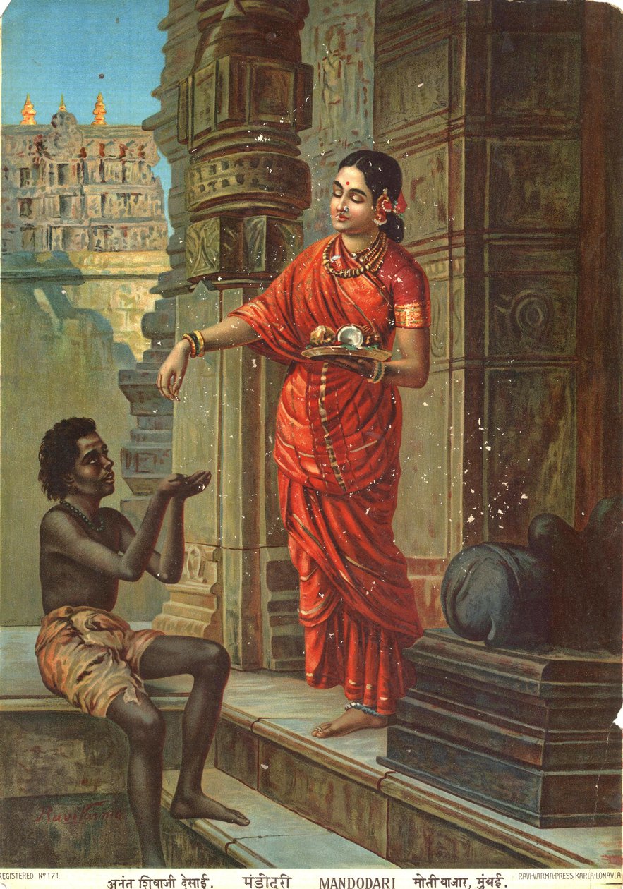 Mandodari baserad på Raja Ravi Varmas målning av Raja Ravi Varma