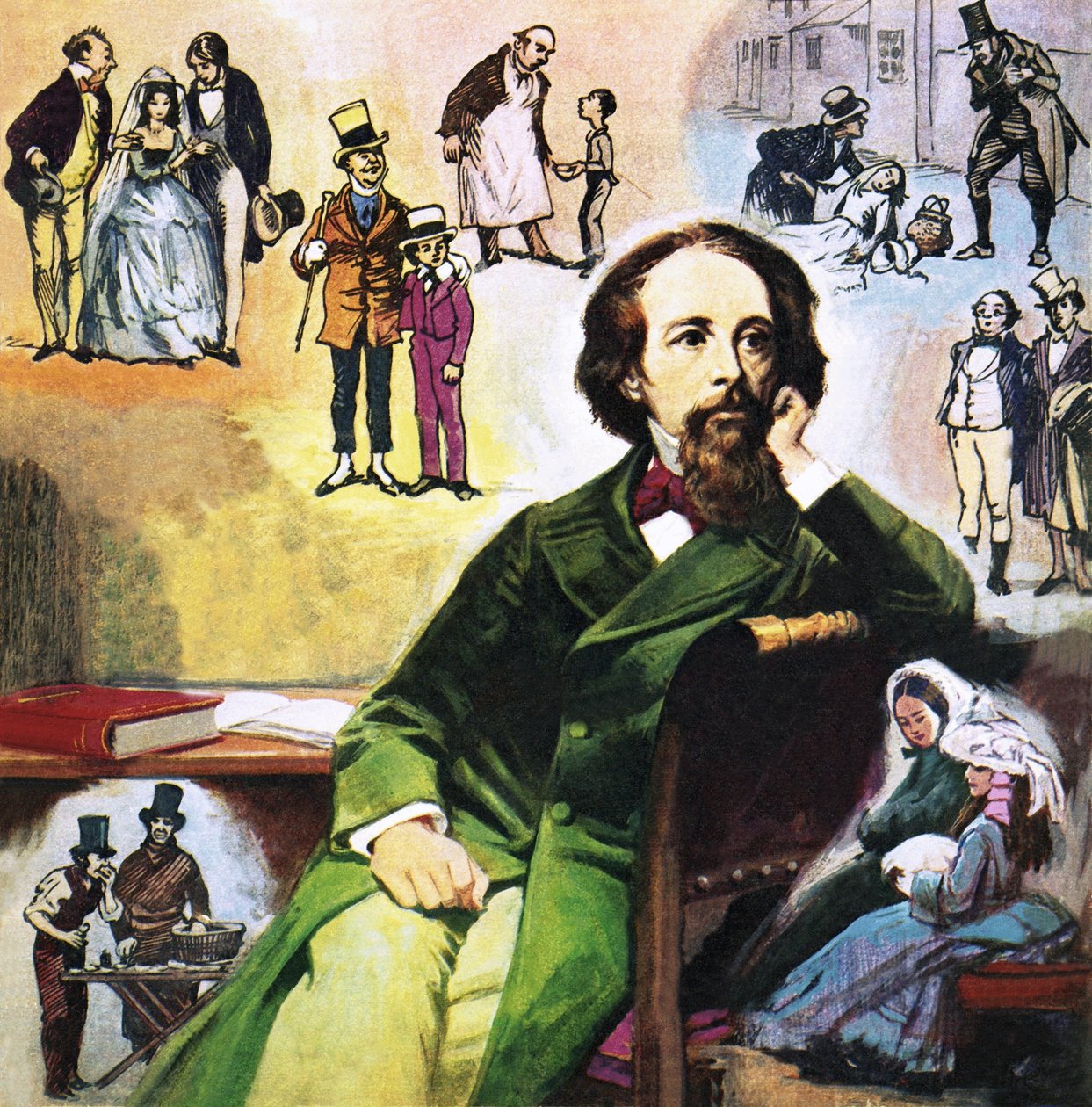 Charles Dickens med sina karaktärer av Ralph Bruce