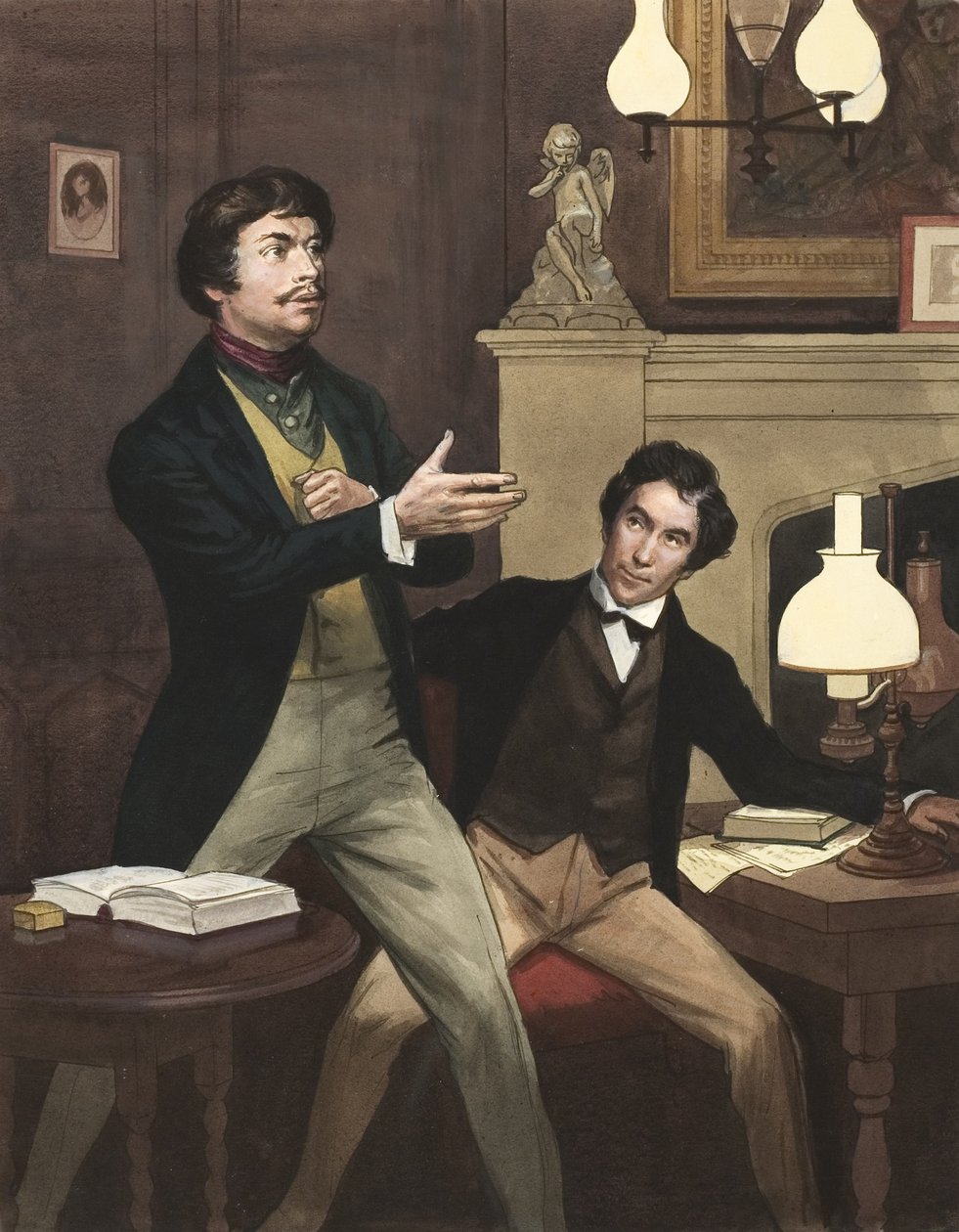 Henry Irving (1870-1919) med William Hoskins (gouache på papper) av Ralph Bruce